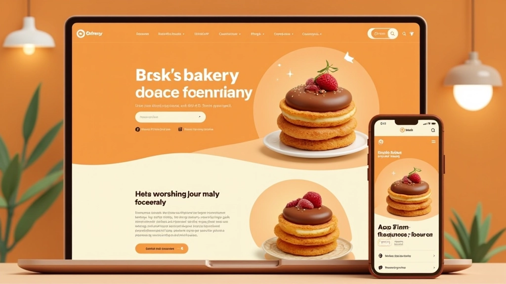 Local bakery business website with warm colors