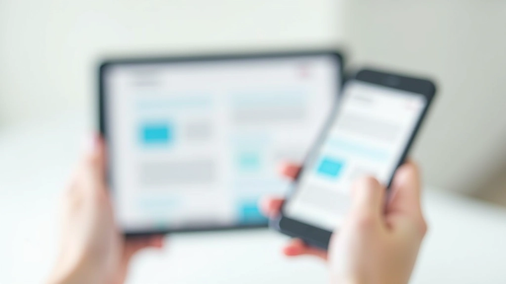 Mobile phone and tablet displaying responsive website layouts side by side on desk, showing same content at different screen sizes