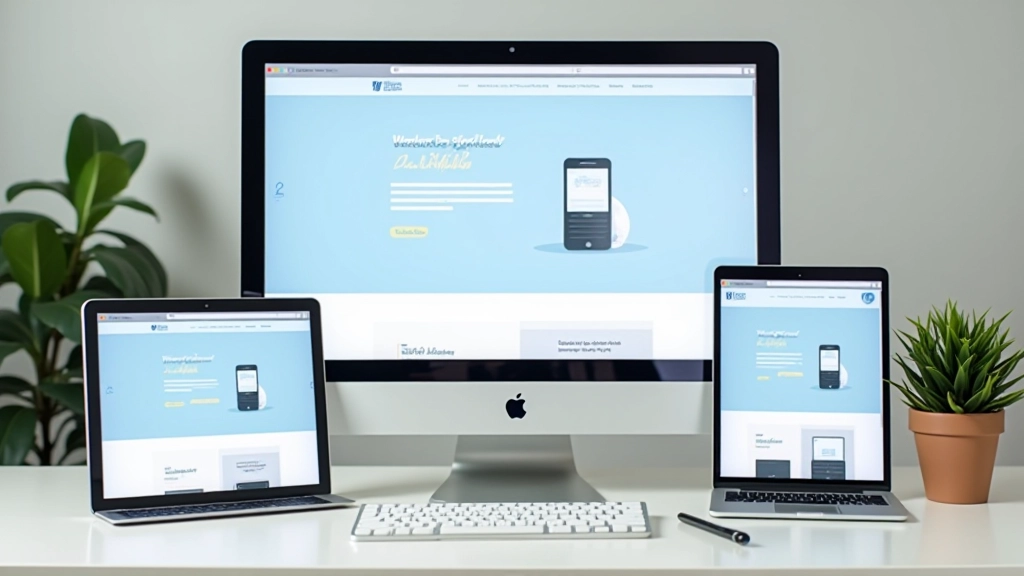 Three mobile devices in a row showing same website at different breakpoints - mobile, tablet, desktop sizes